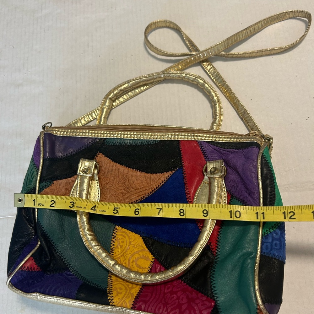 Vintage 80's Patchwork Multicolour Strap Mod Hippie Boho Retro bag by La Covina - Picture 7 of 13
